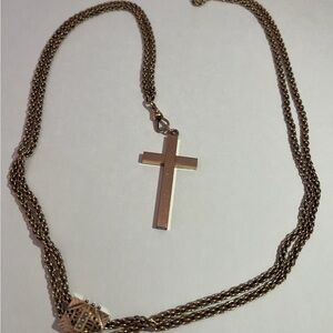 Vintage R.F.S & Co. Gold Cross Pendant Necklace Pocket Watch Chain